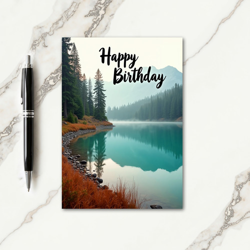 Serene Alpine Lake Birthday Card