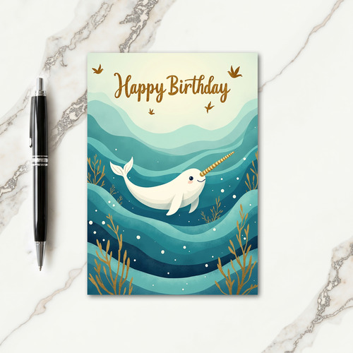 Serene Aquatic Birthday Card