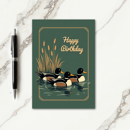 Serene Birthday Aquatic Birds Card