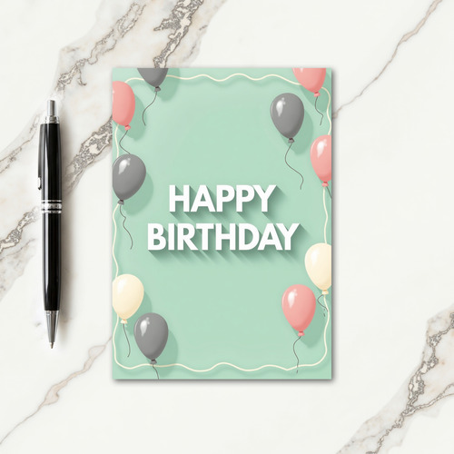 Serene Birthday Balloon Card