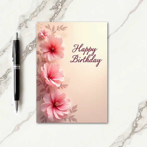 Serene Birthday Floral Cascade Card
