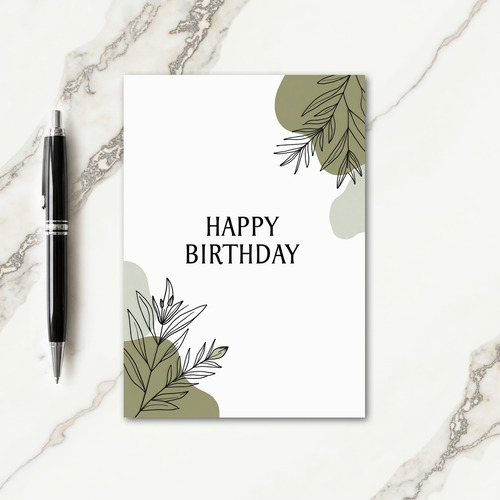 Serene Birthday Green Shapes Card