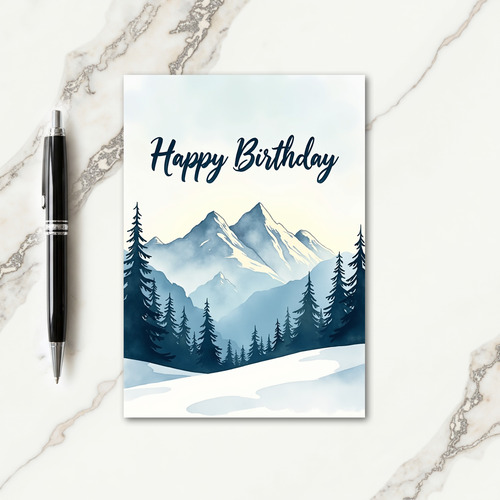 Serene Birthday Mountain Card