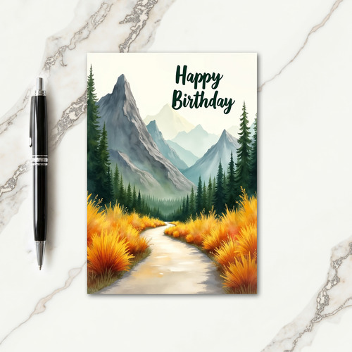 Serene Birthday Mountain Path Card