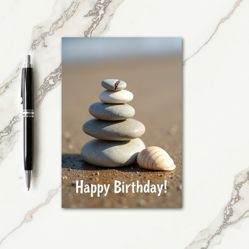 Serene Birthday Stone Stack Card