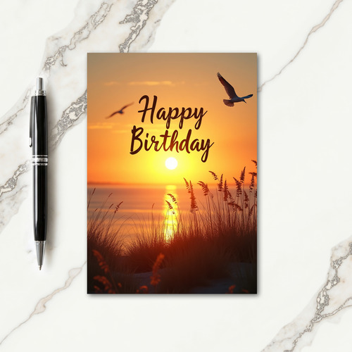 Serene Birthday Sunset Coastal Card