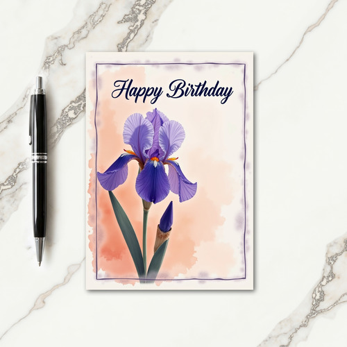 Serene Birthday Violet Iris Card
