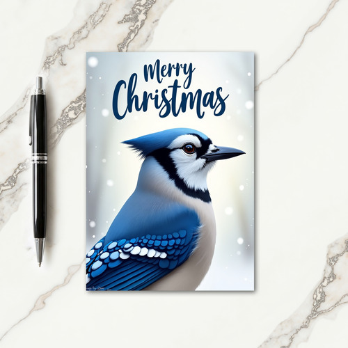 Serene Blue Bird Christmas Card