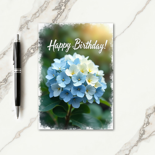 Serene Blue Blooms Birthday Card