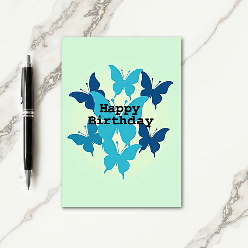 Serene Blue Butterflies Card