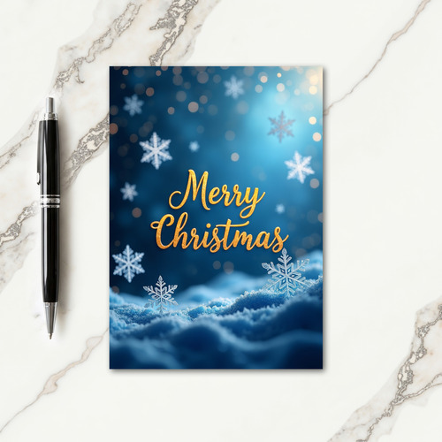 Serene Blue Gold Christmas Card