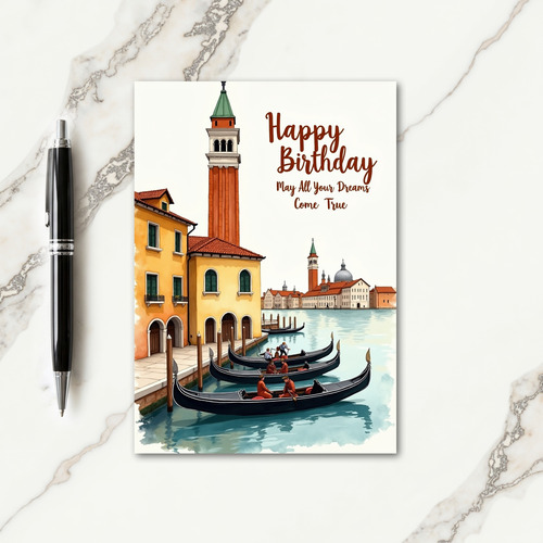Serene Canal Birthday Card