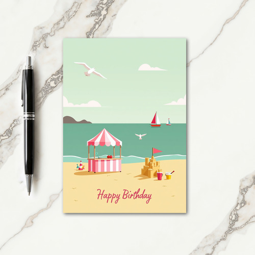 Serene Coastal Birthday Card