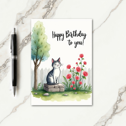 Serene Feline Birthday Card
