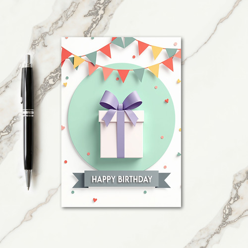 Serene Gift Box Birthday Card