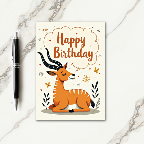 Serene Horned Birthday Card