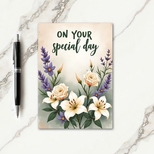 Serene Lily Birthday Card