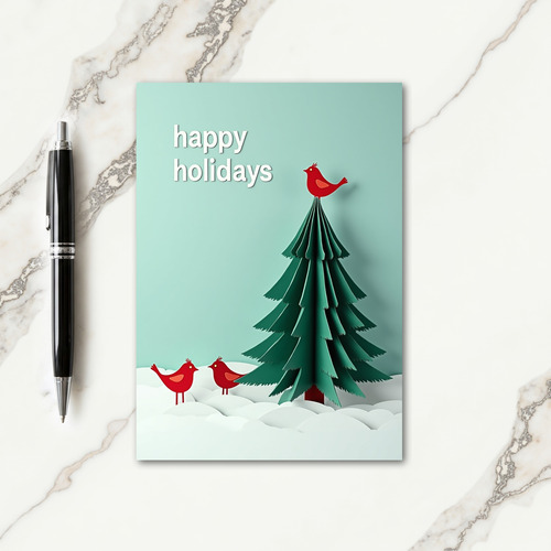 Serene Paper Birds Christmas Card