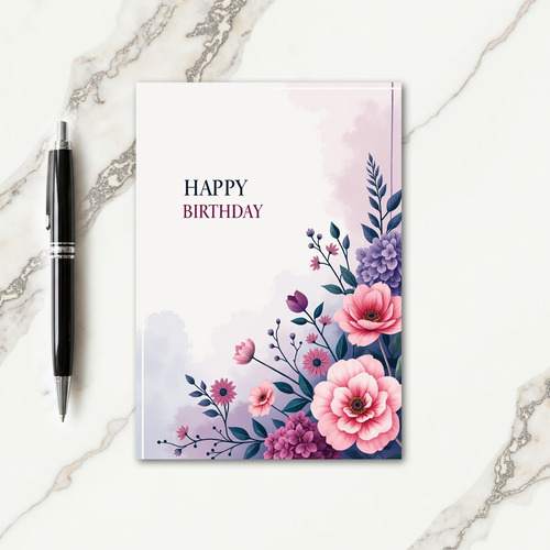 Serene Pink Blossom Birthday Card