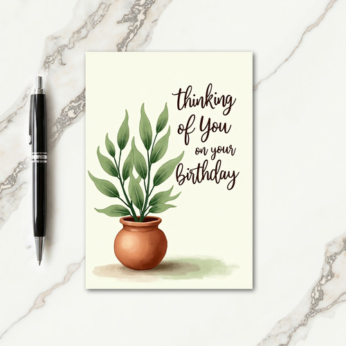 Serene Potted Plant Birthday Card