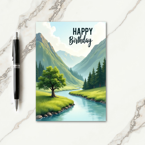 Serene River Birthday Card