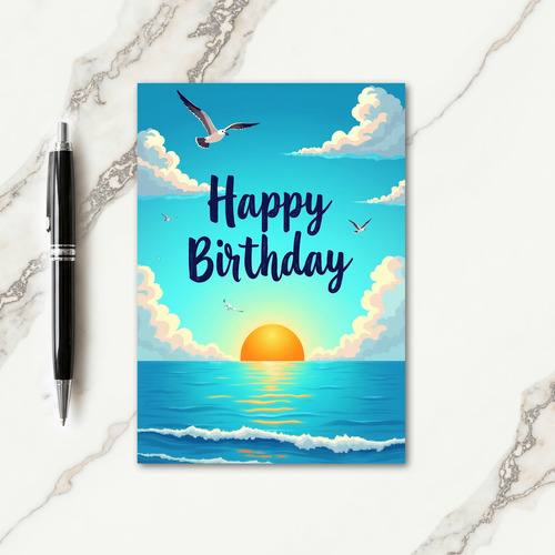 Serene Seascape Birthday Card