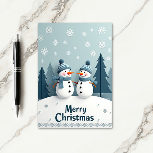 Serene Snowman Christmas Card