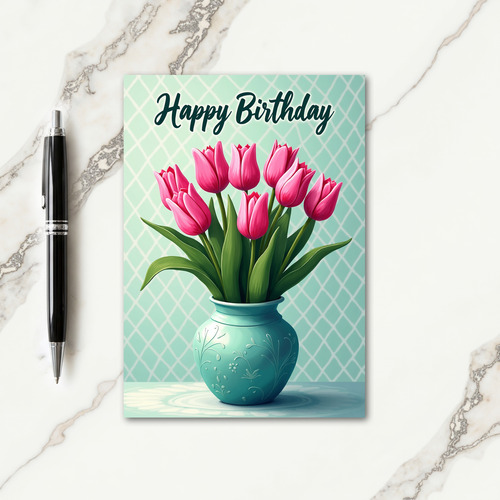 Serene Teal Vase Card