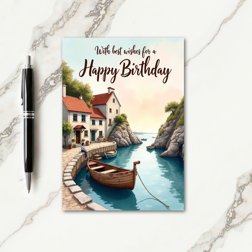 Serene Village Birthday Card