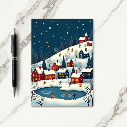 Serene Village Christmas Card