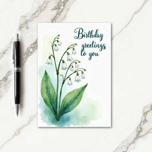 Serene White Flower Birthday Card