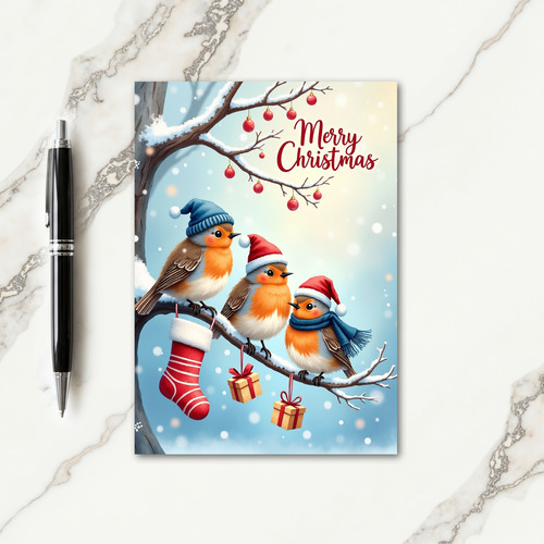 Serene Winter Birds Card