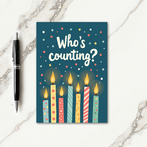 Seven Candles Birthday Card