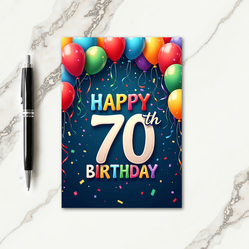 Seventy Years Blue Celebration Card