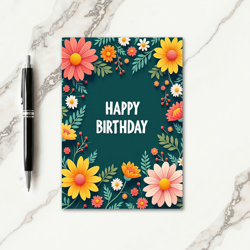 Shaded Blossom Birthday Card