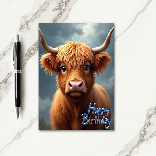 Shaggy Bovine Birthday Card