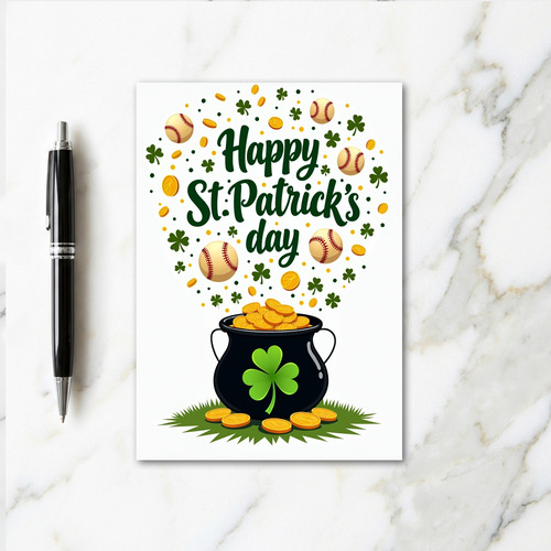 Shamrock And Coins Pattern Card