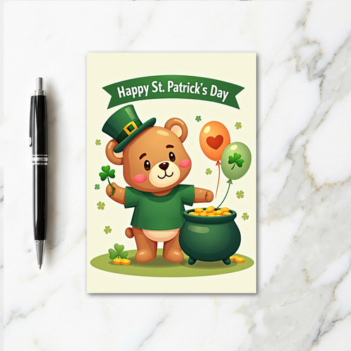 Shamrock Bear Celebration Card