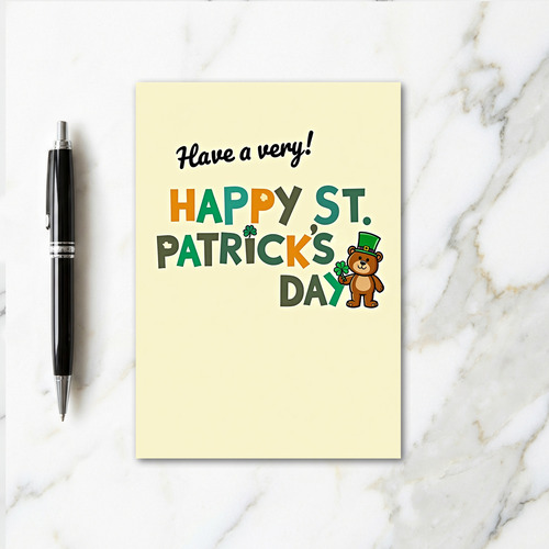 Shamrock Bear Happy St Patricks Card