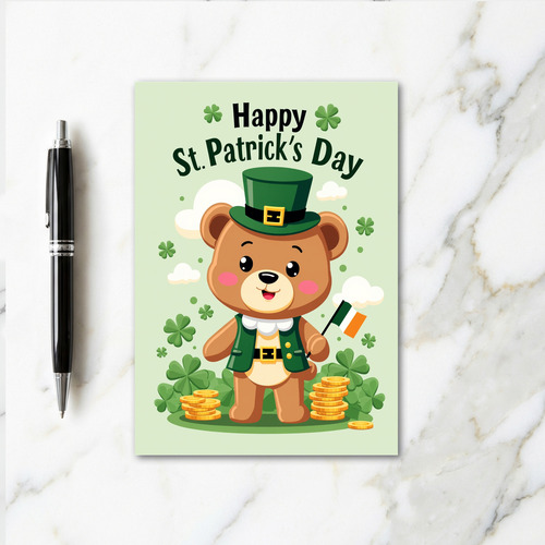 Shamrock Bear Happy St Patricks Day Card