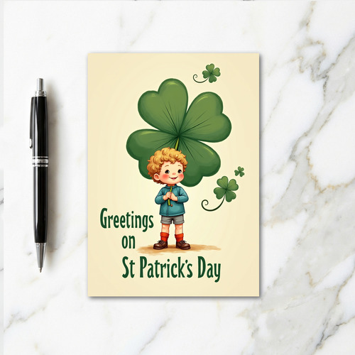 Shamrock Boy Greetings Card
