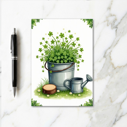 Shamrock Bucket Spring Scene Card