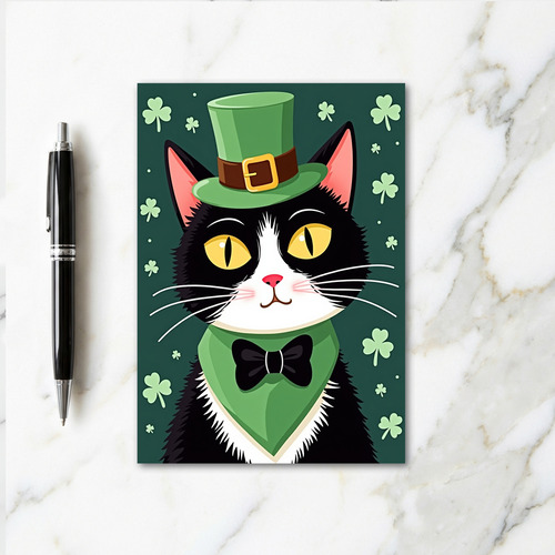 Shamrock Cat Art Card