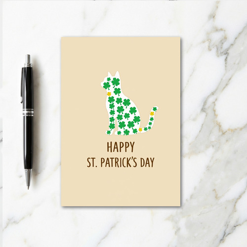 Shamrock Cat Faux Gold Foil Card