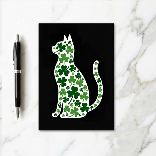 Shamrock Cat Glitter Texture Card