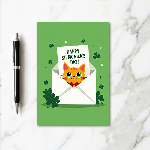 Shamrock Cat Happy Day Card