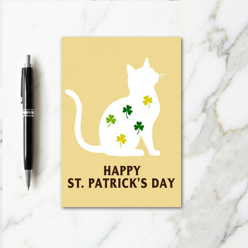 Shamrock Cat Happy St Patricks Card