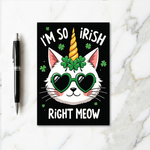 Shamrock Cat Heart Pattern Card