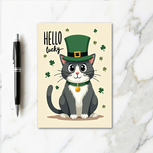 Shamrock Cat Luck Card
