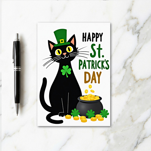 Shamrock Cat Lucky Day Card